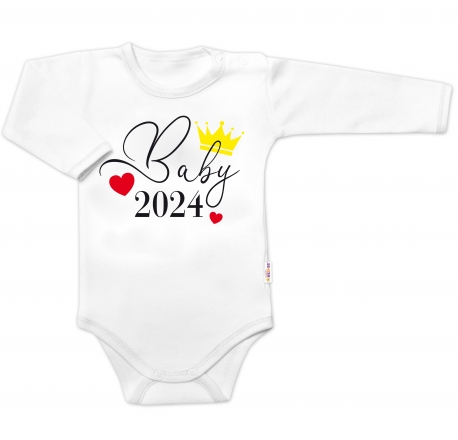 Body dlouhý rukáv Baby 2024, Baby Nellys, bílé, vel. 68