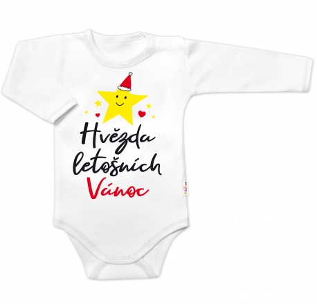 Baby Nellys Body dlouhý rukáv Hvězda letošních Vánoc, , bílé, vel. 80 Baby Nellys Body dlouhý rukáv Hvězda letošních Vánoc, , bílé, vel. 80