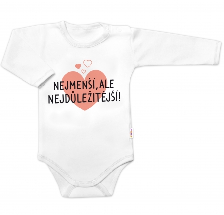 Body dlouhý rukáv, Nejmenší, ale nejdůležitější, Baby Nellys, bílé, vel. 62