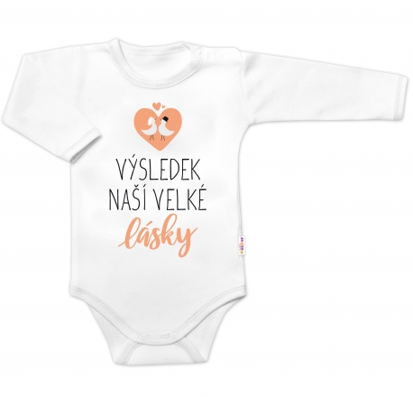 Baby Nellys Body dlouhý rukáv, Výsledek naší velké lásky, , bílé, vel. 74 Baby Nellys Body dlouhý rukáv, Výsledek naší velké lásky, , bílé, vel. 74