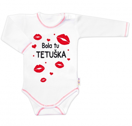 Baby Nellys Body dlouhý rukáv s vtipným textem , Bola tu TETUŠKA, vel. 80