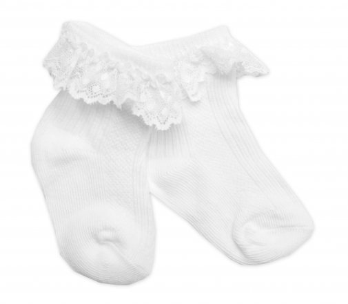 Bavlněné ponožky s krajkovým volánkem Baby Nellys, bílé