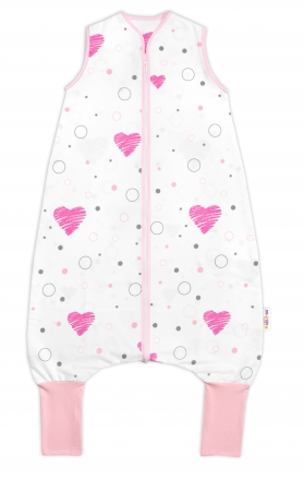Teplejší spací vak s nohavičkami Baby Nellys I love Girl, růžová/bílá, vel. M