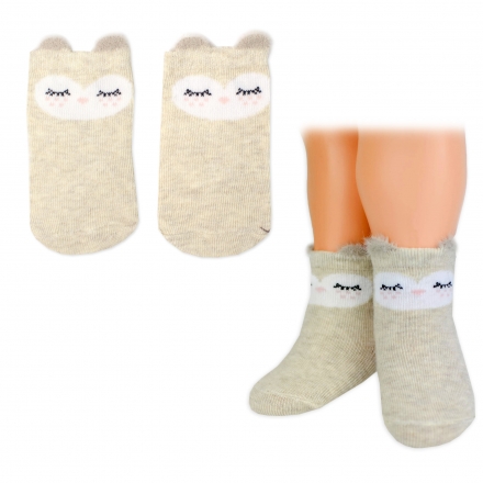 Dívčí bavlněné ponožky Smajlík 3D - capuccino, vel. 68/80 - 1 pár