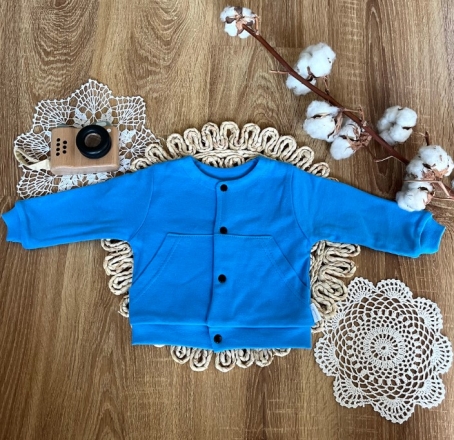 Dětská dvouvrstvá mikina, kabátek, bavlna, Město, Mamatti, modrá, vel. 68