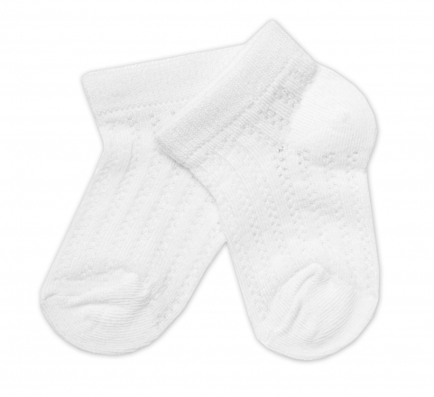 Kojenecké žakarové ponožky se vzorem, bílé, 6-12 m