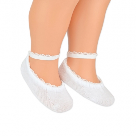 Kojenecké bavlněné ponožky s krajkou, bílé, 6-12 m