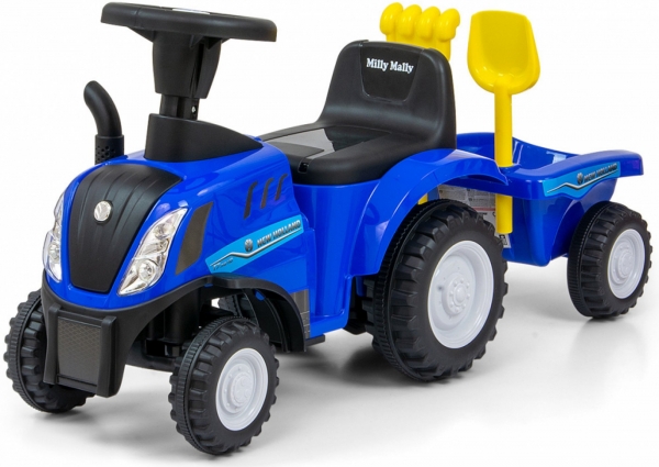 Jezdítko, odrážedlo traktor New Holland s vlečkou, Milly Mally, modré