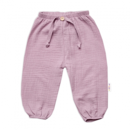 Mušelínové kalhoty Girl, Hand Made, pudrově růžové, vel. 74