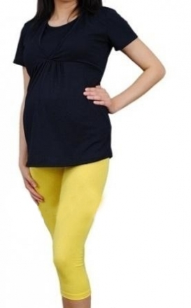 Be MaaMaa Těhotenské barevné legíny 3/4 délky - žlutá, vel. XL