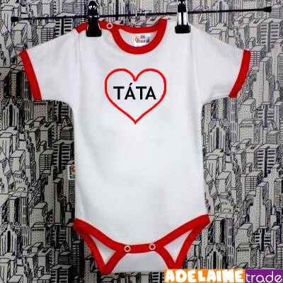 Baby Dejna Body kr. rukáv SRDÍČKO TÁTA - bílé/červený lem, vel. 80 Baby Dejna Body kr. rukáv SRDÍČKO TÁTA - bílé/červený lem, vel. 80
