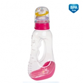 Lahvička s chrastítkem 250ml Canpol Babies - růžová Canpol Babies