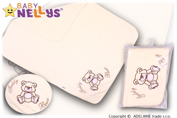 Baby Nellys Deka/dečka froté/velur - Medvídek Teddy Bear - smetanová Baby Nellys