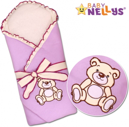 Baby Nellys Zavinovačka s výztuží Teddy bear - jersey - lila