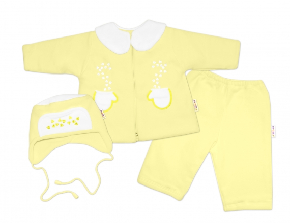 Kabátek, čepička a kalhoty Baby Nellys ® - krémově žlutá, vel. 74