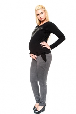 Těhotenské kalhoty Be MaaMaa - NINA šedá, vel. XL