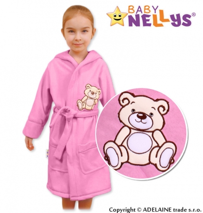 Baby Nellys Dětský župan - Medvídek Teddy Bear - sv. růžový Baby Nellys
