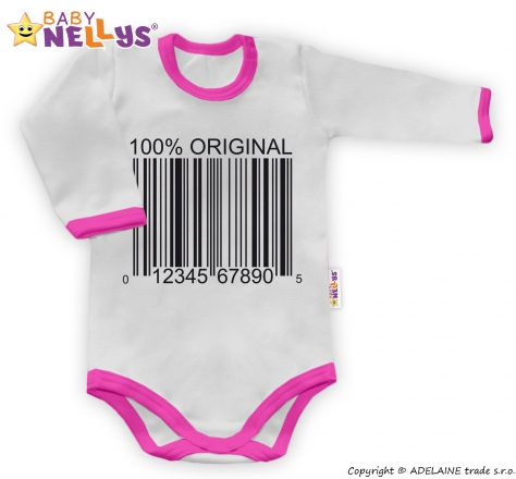 Baby Nellys Body dlouhý rukáv 100% ORIGINÁL - šedé/růžový lem, vel. 86 Baby Nellys Body dlouhý rukáv 100% ORIGINÁL - šedé/růžový lem, vel. 86
