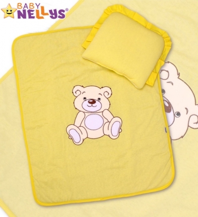 Baby Nellys 2-dílná sada do kočárku jersey Medvídek Teddy Bear - krémově žlutá Baby Nellys