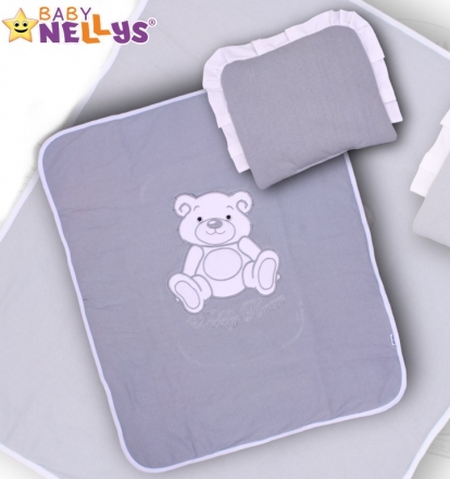 Baby Nellys 2-dílná sada do kočárku jersey Medvídek Teddy Bear - šedá Baby Nellys