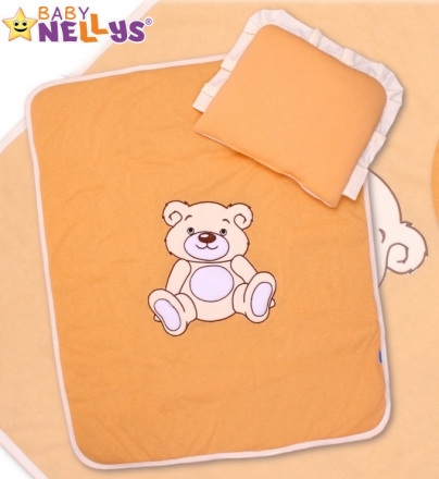 Baby Nellys 2-dílná sada do kočárku jersey Medvídek Teddy bear - broskvová