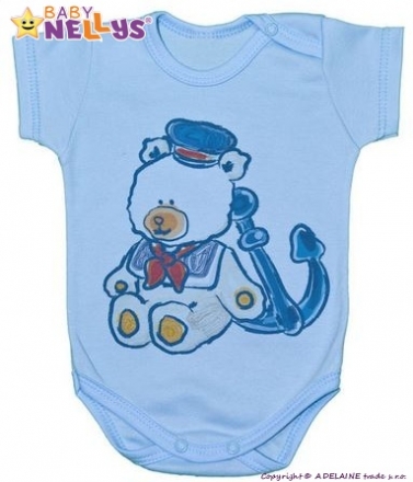 Body kr. rukáv Baby Nellys ® - Medvídek - námořník - modré Baby Nellys