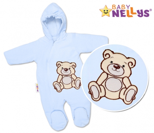 BABY NELLYS Zimní kombinézka/overálek Teddy Bear - sv. modrá