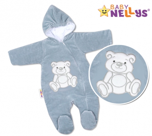 BABY NELLYS Kombinézka/overálek Teddy Bear, velikost: 68 - šedá