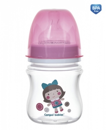 Antikoliková lahvička se širokým hrdlem Canpol Babies Easy Start - TOYS 120 ml - růžová Canpol Babies