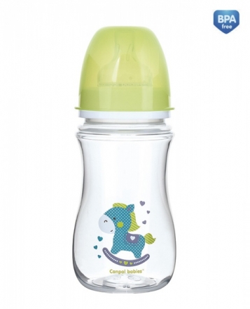 Antikoliková lahvička se širokým hrdlem Canpol Babies Easy Start - TOYS 240 ml - zelená Canpol Babies