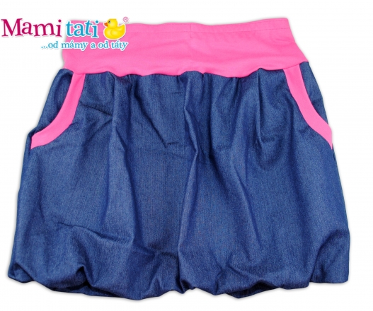 Mamitati Balónová sukně NELLY - jeans denim granát/ růžové lemy, vel. M/L