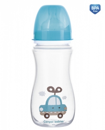 Antikoliková lahvička se širokým hrdlem Canpol Babies Easy Start - TOYS 300 ml - modrá Canpol Babies