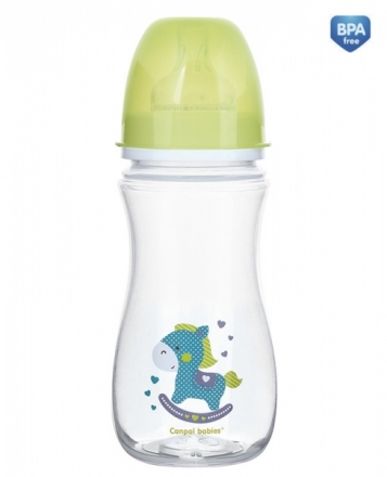 Antikoliková lahvička se širokým hrdlem Canpol Babies Easy Start - TOYS 300 ml - zelená Canpol Babies