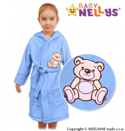 Baby Nellys Dětský župan - Medvídek Teddy Bear, 98/104 - sv. modrý