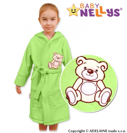 Baby Nellys Dětský župan - Medvídek Teddy Bear - zelený