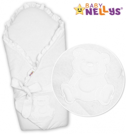 Baby Nellys Zavinovačka s výztuží Teddy Bear - jersey - bílá