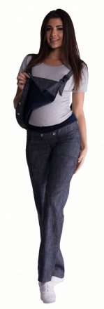 Be MaaMaa Těhotenské kalhoty s láclem - granátový melírek