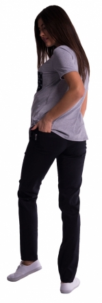 Be MaaMaa Těhotenské kalhoty s mini těhotenským pásem - černé