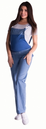 Be MaaMaa Těhotenské kalhoty s láclem - světlý jeans