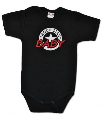 Baby Dejna Body ROCK STAR BABY krátký rukáv - černé, vel. 80
