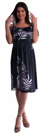 Be MaaMaa Těhotenské šaty na ramínkách - černé - L/XL Be MaaMaa
