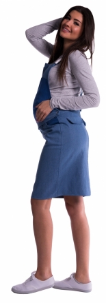 Be MaaMaa Těhotenské šaty/sukně s láclem - modré - M