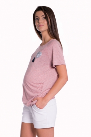 Be MaaMaa Těhotenské,bavlněné kraťasy s odpáratelným pásem - bílé, vel. XL