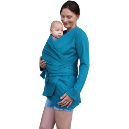 JOŽÁNEK Zavinovací kabátek pro nosící, těhotné - biobavlněný - petrolejový, vel. L/XL
