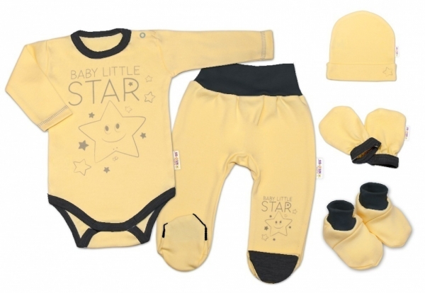 Baby Nellys 5-ti dílná soupravička do porodnice Baby Little Star - žlutá, vel. 62 Baby Nellys 5-ti dílná soupravička do porodnice Baby Little Star - žlutá, vel. 62