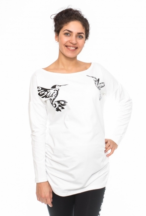 Be MaaMaa Těhotenské triko, mikina Kolibri - bílé, vel. L