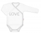 Body dlouhý rukáv Love - zapínání bokem, bílé, vel. 68