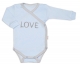Body dlouhý rukáv Love - zapínání bokem, modré, vel. 56