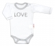 Body dlouhý rukáv Love - bílé, vel. 62