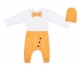 Baby Nellys 3-dílná sada Hubert, body s motýlkem, tepláčky a čepička - hořčicová, vel. 80